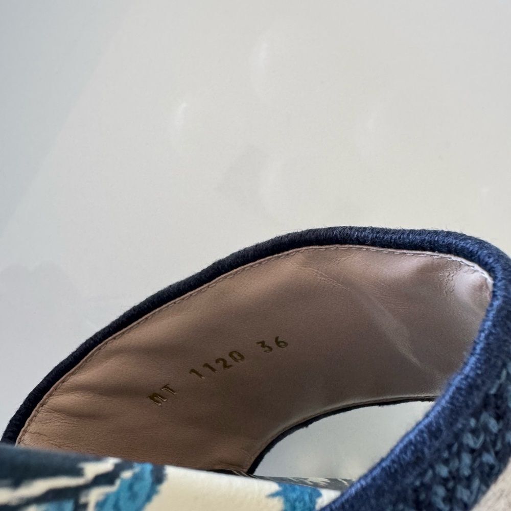 Dior Blue Cream Logo Canvas Slide Sandals Sz 6 - Picture 3 of 10